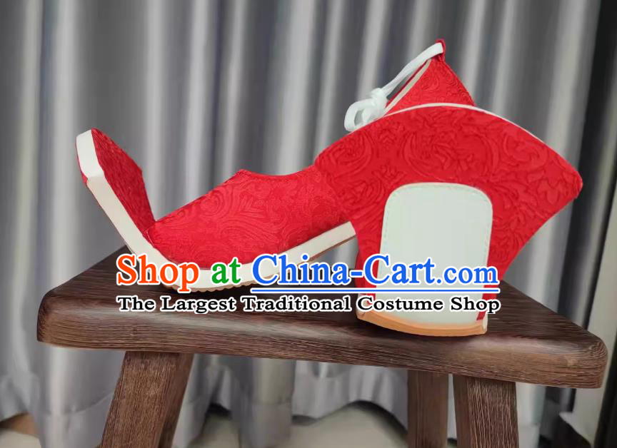 Handmade China Jin Dynasty Woman Shoes Traditional Hanfu Show Shoes Ancient Chinese Princess Red Shoes