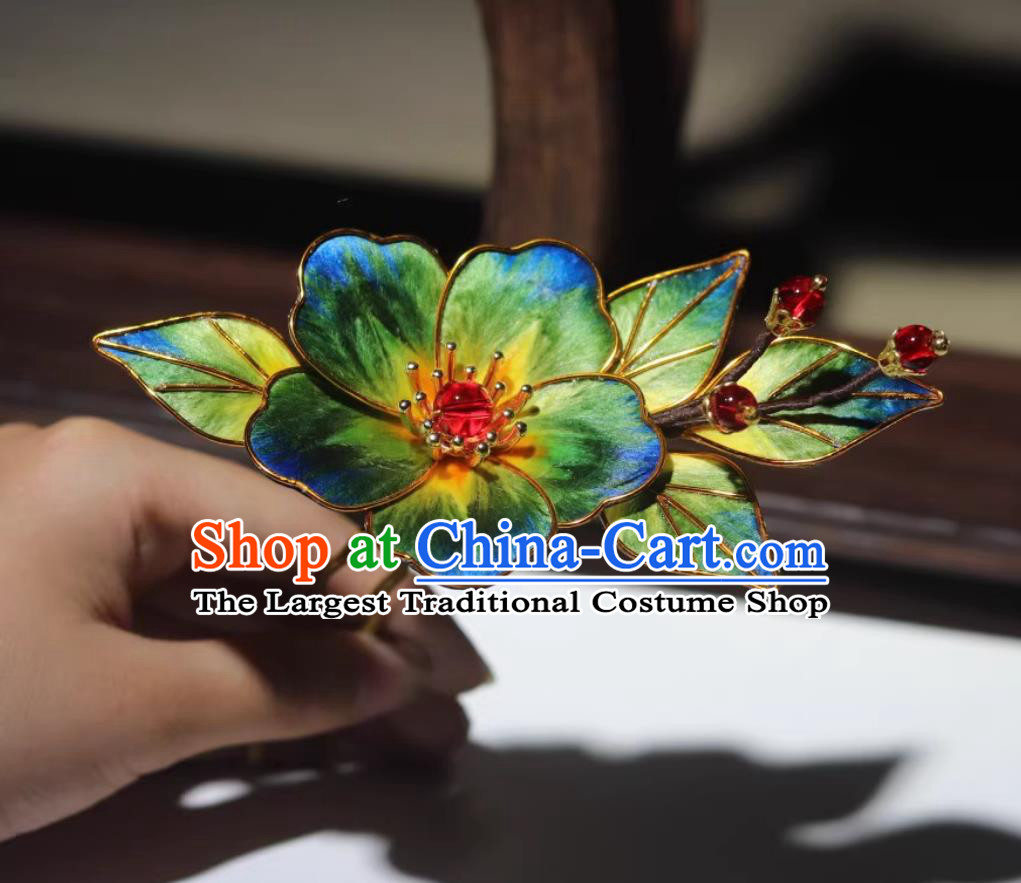 Traditional Hanfu Hair Jewelry Ancient Chinese Empress Silk Hairpin Handmade China Ming Dynasty Court Woman Peach Blossom Hair Clip