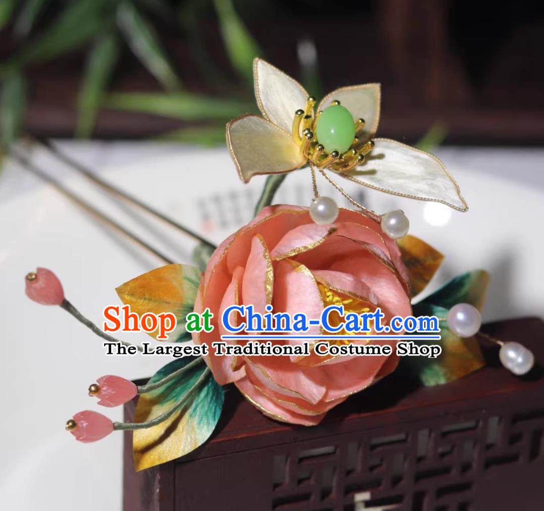 Handmade Hair Jewelry Chinese Cheongsam Silk Butterfly Hair Clip China Hanfu Hairpin Traditional Intangible Heritage Artwork