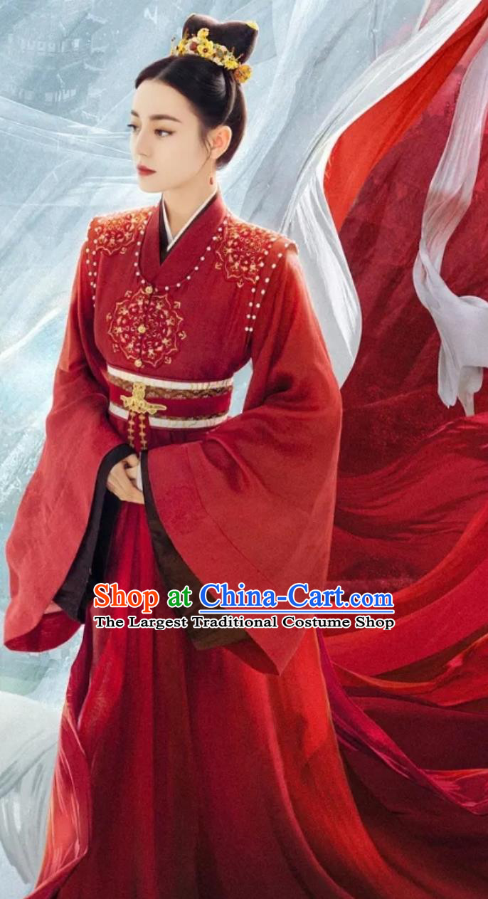 Ancient China Woman Clothing Traditional Hanfu TV Series The Legend of An Le Crown Princess Ren An Le Red Dress