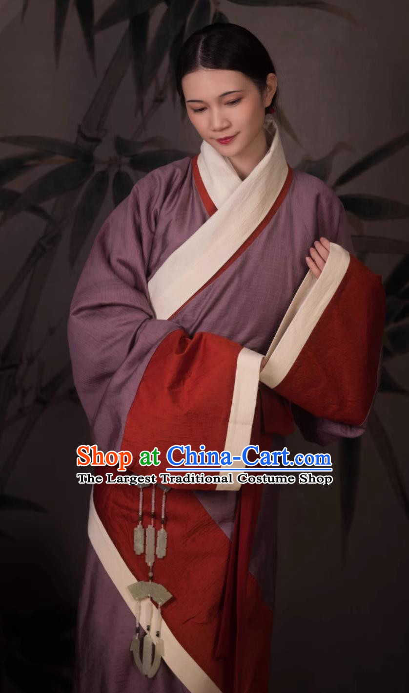 Traditional Hanfu Curving Front Robe Ancient China Court Woman Clothing Chinese Travel Photography Costume