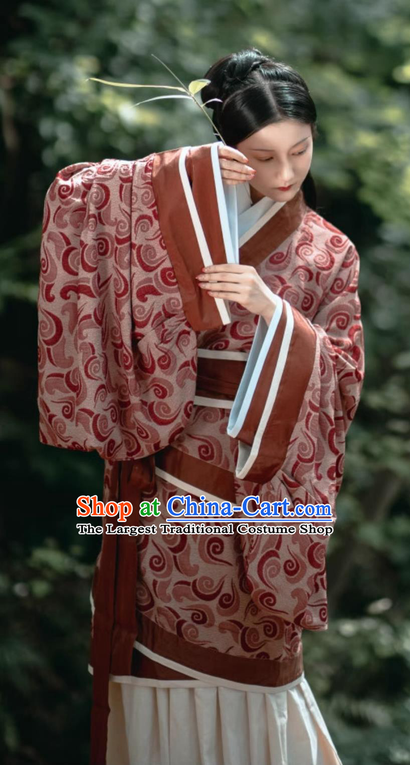Traditional Hanfu Curving Front Robe Han Dynasty Princess Dress Ancient China Court Woman Clothing Chinese Travel Photography Costume