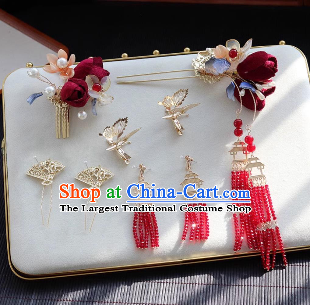 China Hanfu Hair Jewelries Handmade Bride Hair Accessories Traditional Chinese Wedding Headpieces