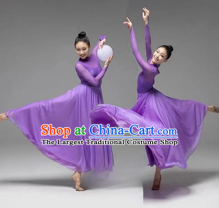 Chinese Spring Festival Gala Opening Dance Clothing Top Chorus Women Purple Dress Stage Performance Costume