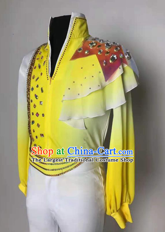 China Spring Festival Gala Opening Dance Yellow Outfit Mens Stage Performance Costume Professional Modern Dance Clothing