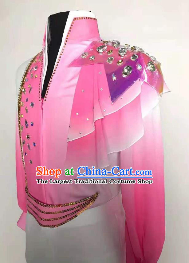 Professional Modern Dance Clothing China Spring Festival Gala Opening Dance Pink Outfit Mens Stage Performance Costume