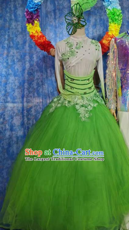 China Spring Festival Gala Opening Dance Green Dress Women Group Stage Performance Costume Professional Modern Dance Clothing