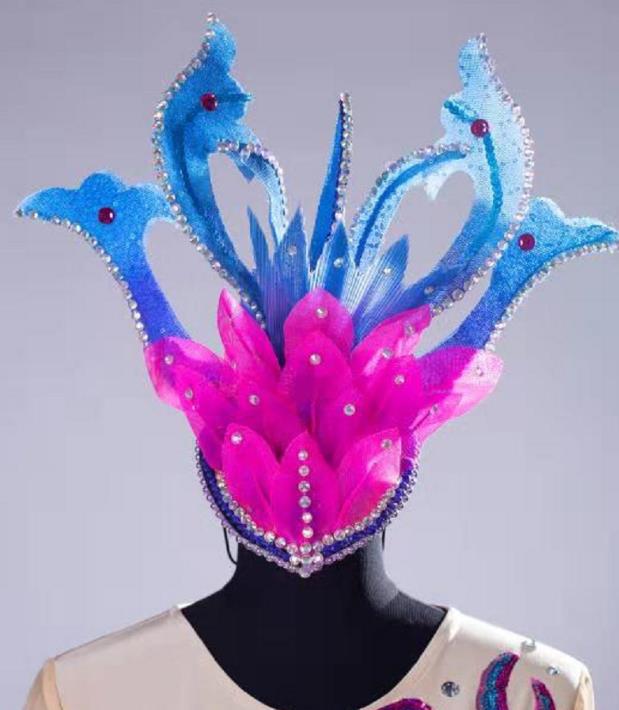 Chinese Spring Festival Gala Opening Dance Hat Women Stage Performance Headwear Handmade Modern Dance Flower Headpiece