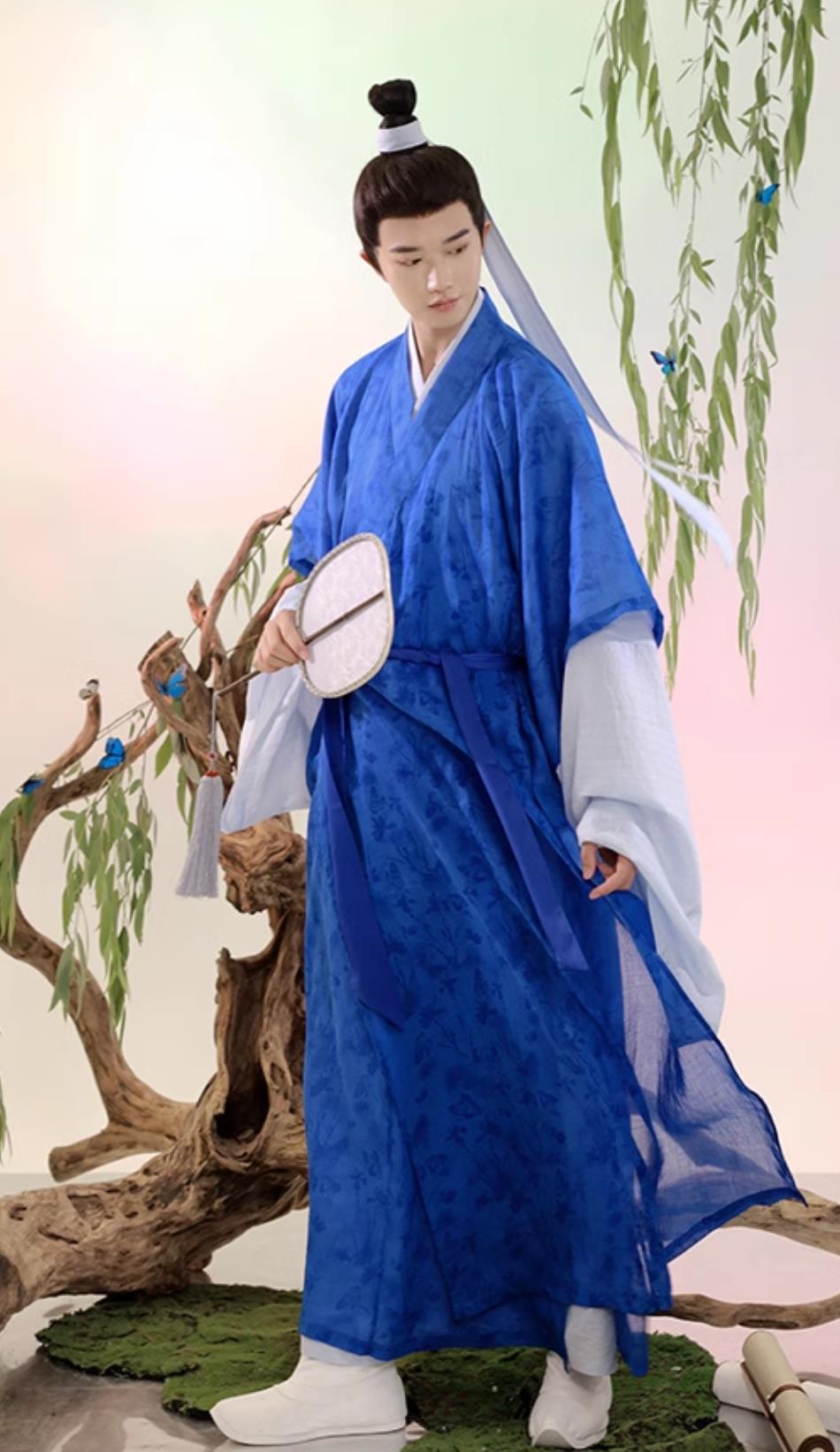 Traditional Male Hanfu Chinese Song Dynasty Scholar Long Vest and Robe Ancient China Young Man Clothing
