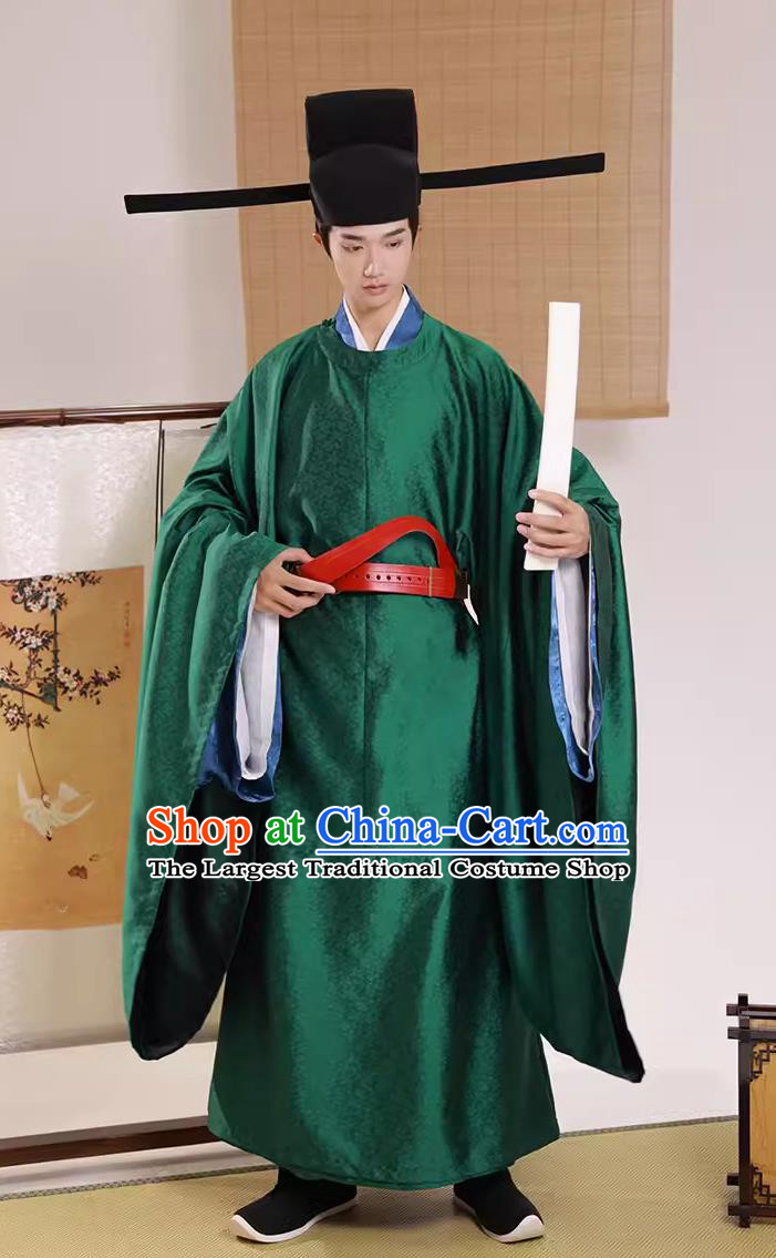 China Traditional Hanfu Green Official Robe Chinese Song Dynasty Minister Attire Ancient China Clothing