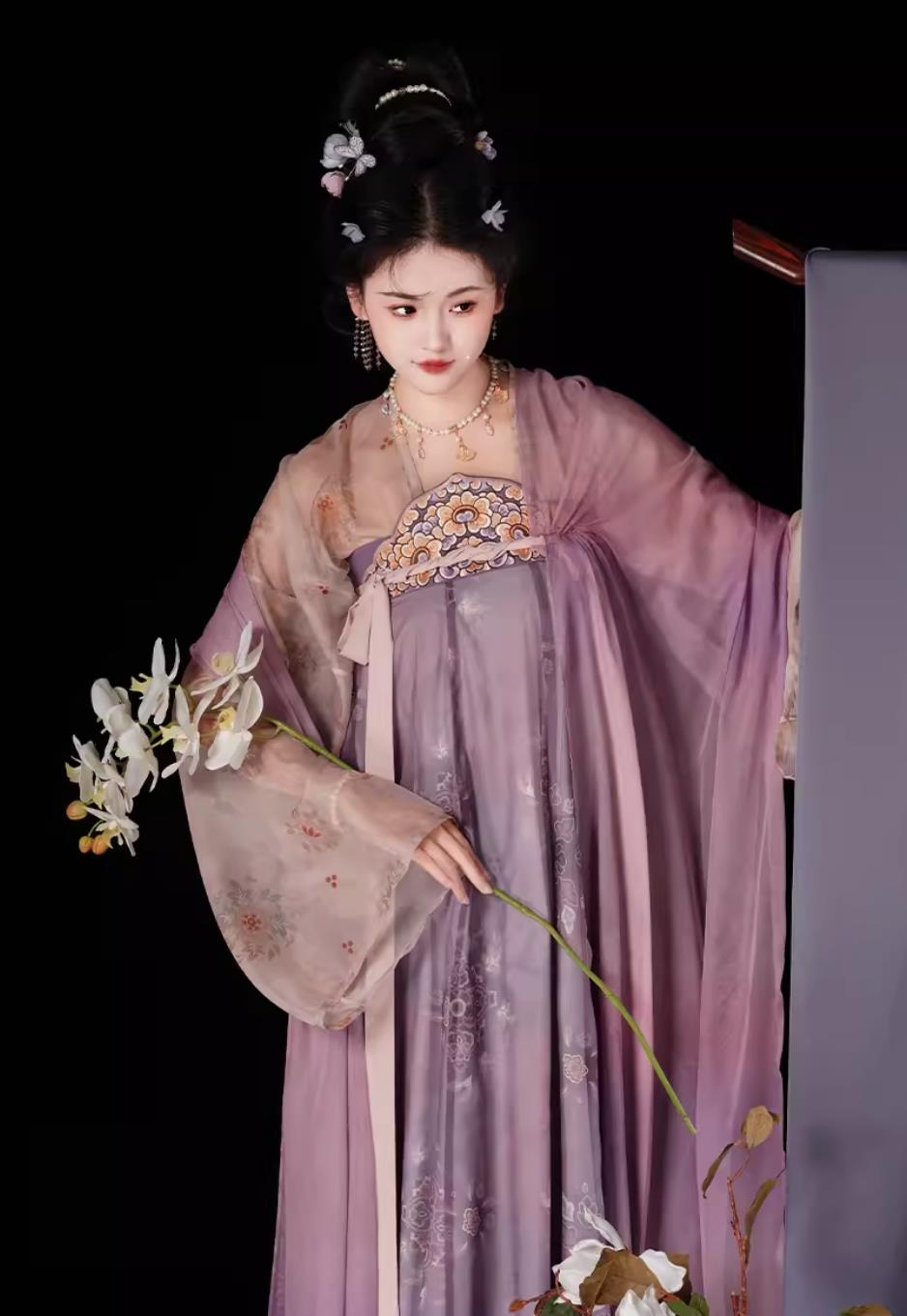 China Travel Photography Costume Chinese Tang Dynasty Princess Clothing Traditional Hanfu Ruqun Ancient Court Lady Purple Dress