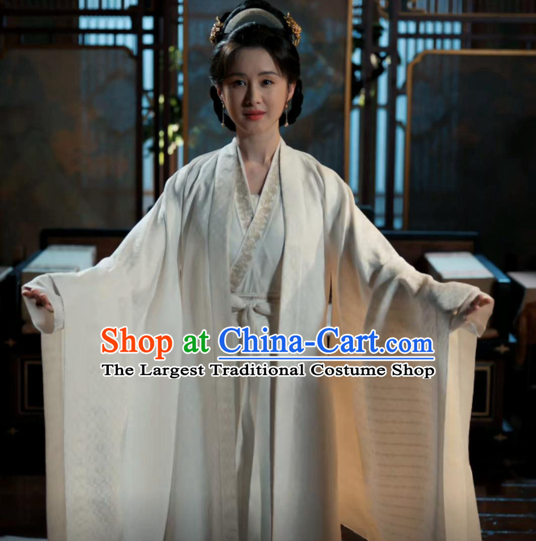 Chinese TV Series Blossoms in Adversity Princess Consort Zhou Costume Ancient China Countess Clothing Traditional White Hanfu Dress