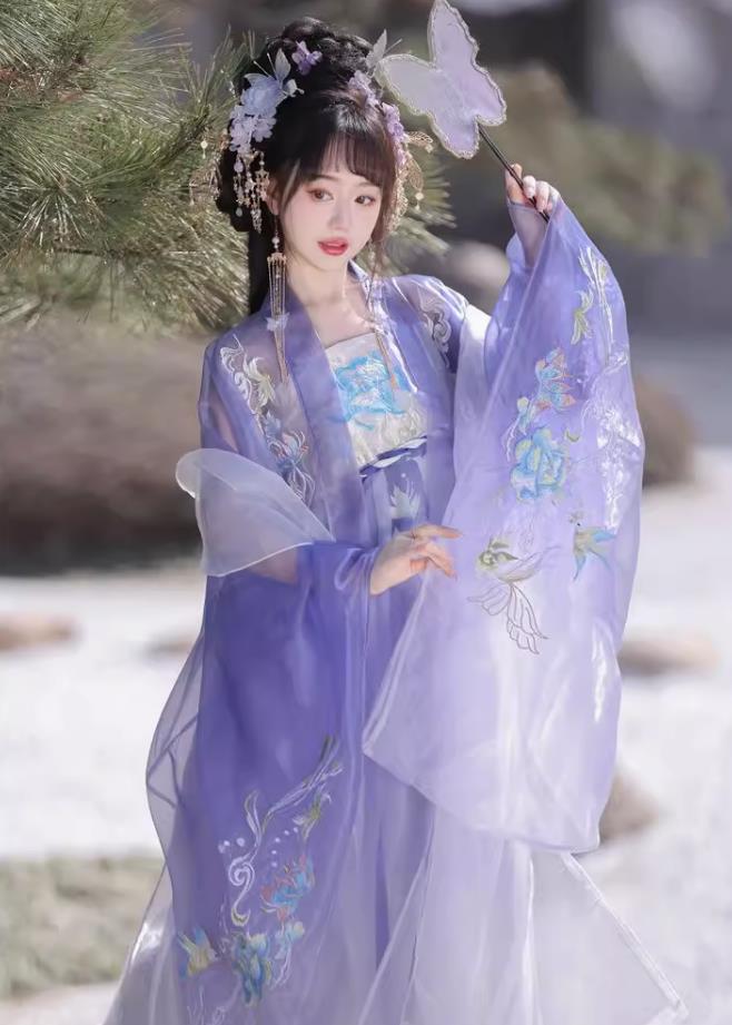 Chinese Tang Dynasty Royal Princess Dress Ancient China Young Woman Clothing Traditional Purple Hanfu Ruqun