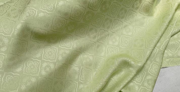 Light Green China Mulberry Silk Cloth Classical Pattern Jacquard Material Chinese Traditional Cheongsam Fabric