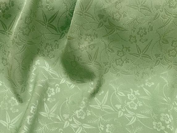 Green China Mulberry Silk Cloth Chinese Classical Plum Bamboo Leaf Pattern Jacquard Material Traditional Cheongsam Fabric