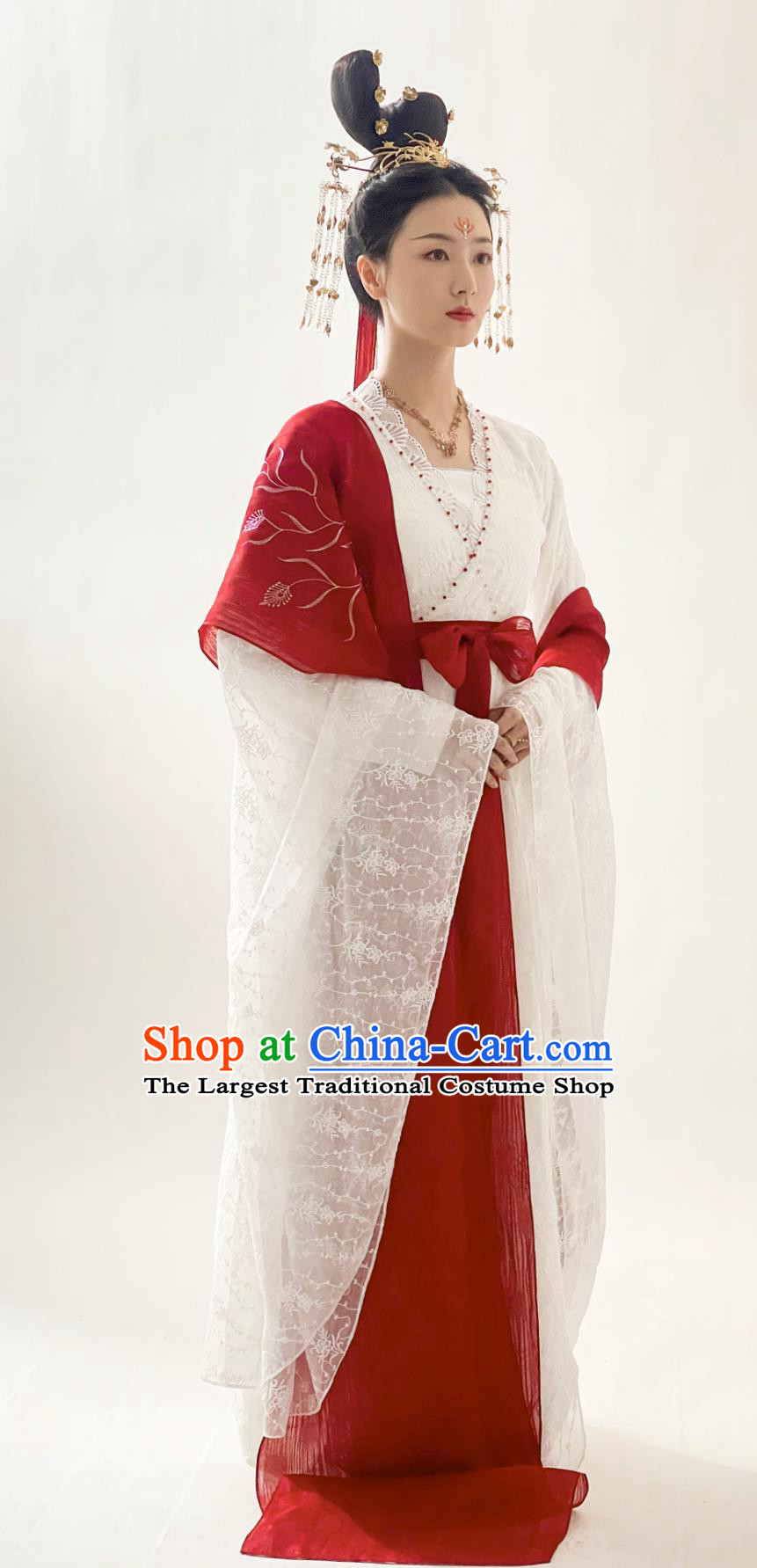 Ancient China Dance Lady Clothing TV Series A Journey To Love Dancer Ling Long White Dress