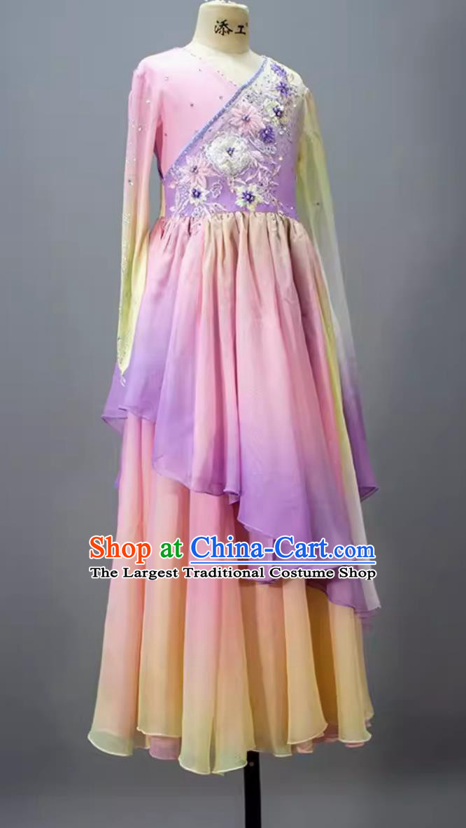 China Classical Dance Children Dress Chinese Dance Contest Program Zan Hua Yin Replica Costume