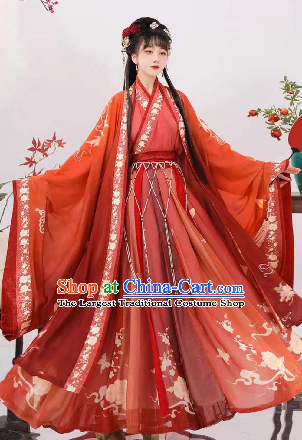 Traditional Wedding Clothing Chinese Jin Dynasty Bride Red Dress Ancient China Princess Costume