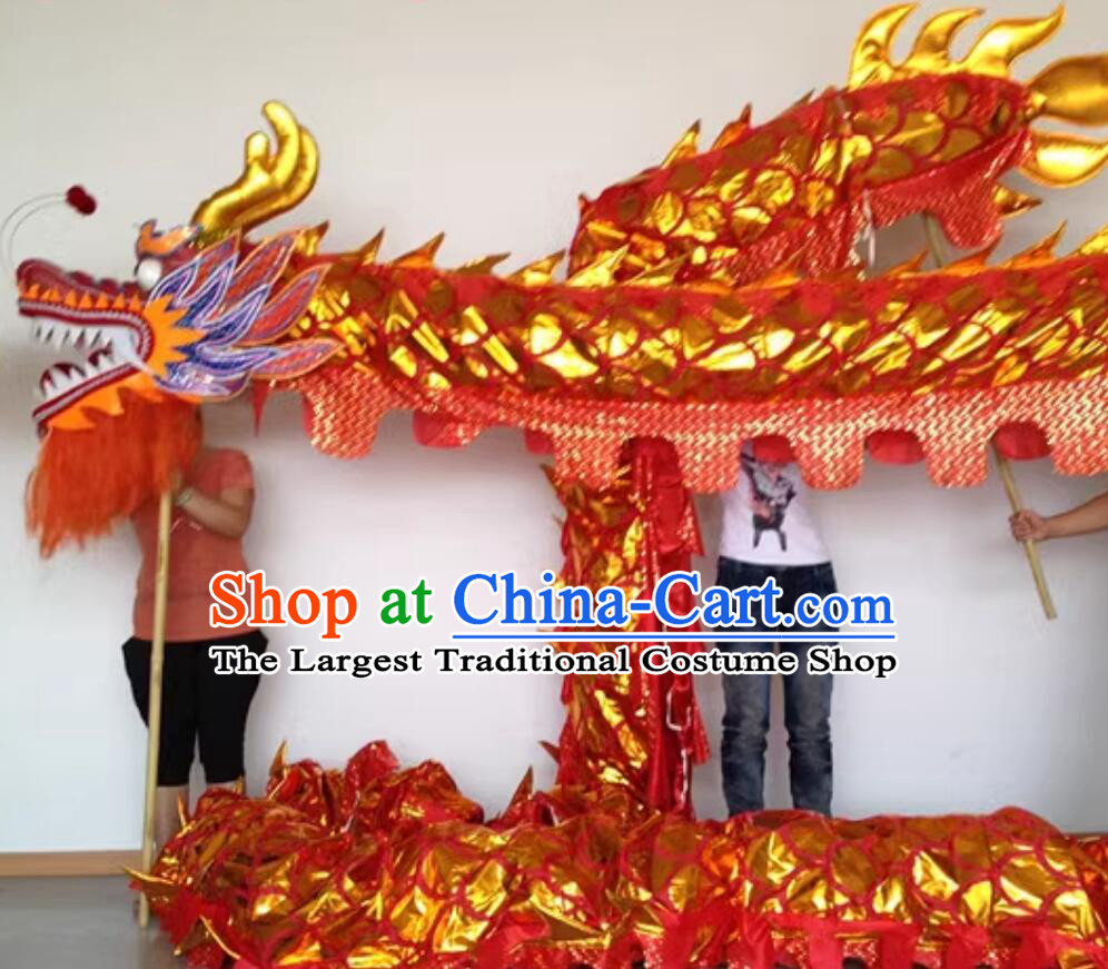 Chinese Happy Festival Celebration Dragon Dance Costume Handmade Red Dancing Dragon Complete Set for 7 Adults