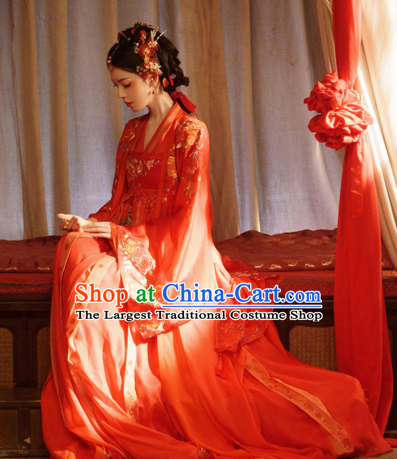 Ancient China Wedding Clothing Chinese TV Series Fox Spirit Matchmaker Red Moon Pact Captress Lv Jian Wen Red Dress