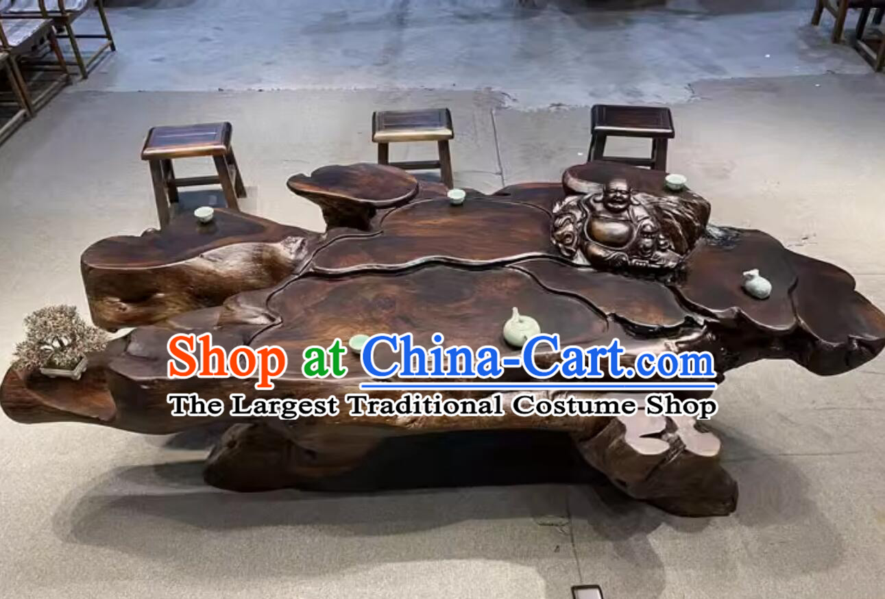 Chinese Kung Fu Tea Hand Carved Wenge Teatable Tree Root Tea Table