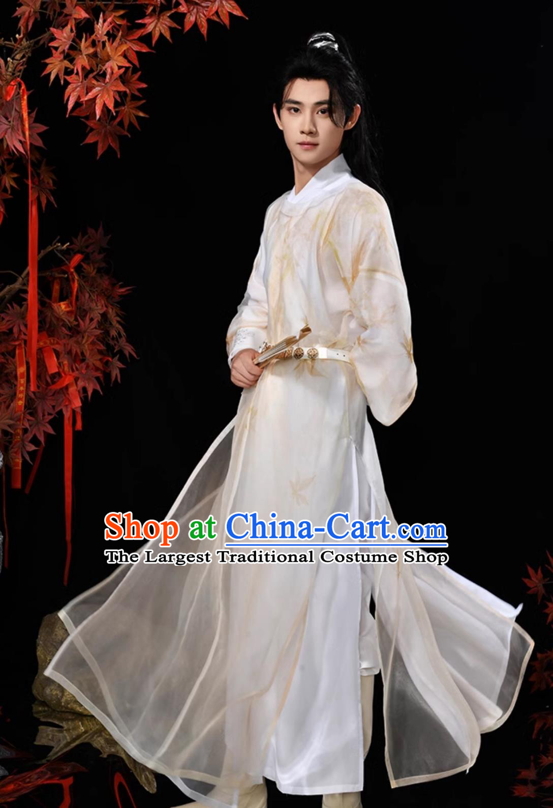 China Traditional Male Clothing Chinese Tang Dynasty Hanfu Ancient Swordsman Embroidered Yellow Costumes Complete Set