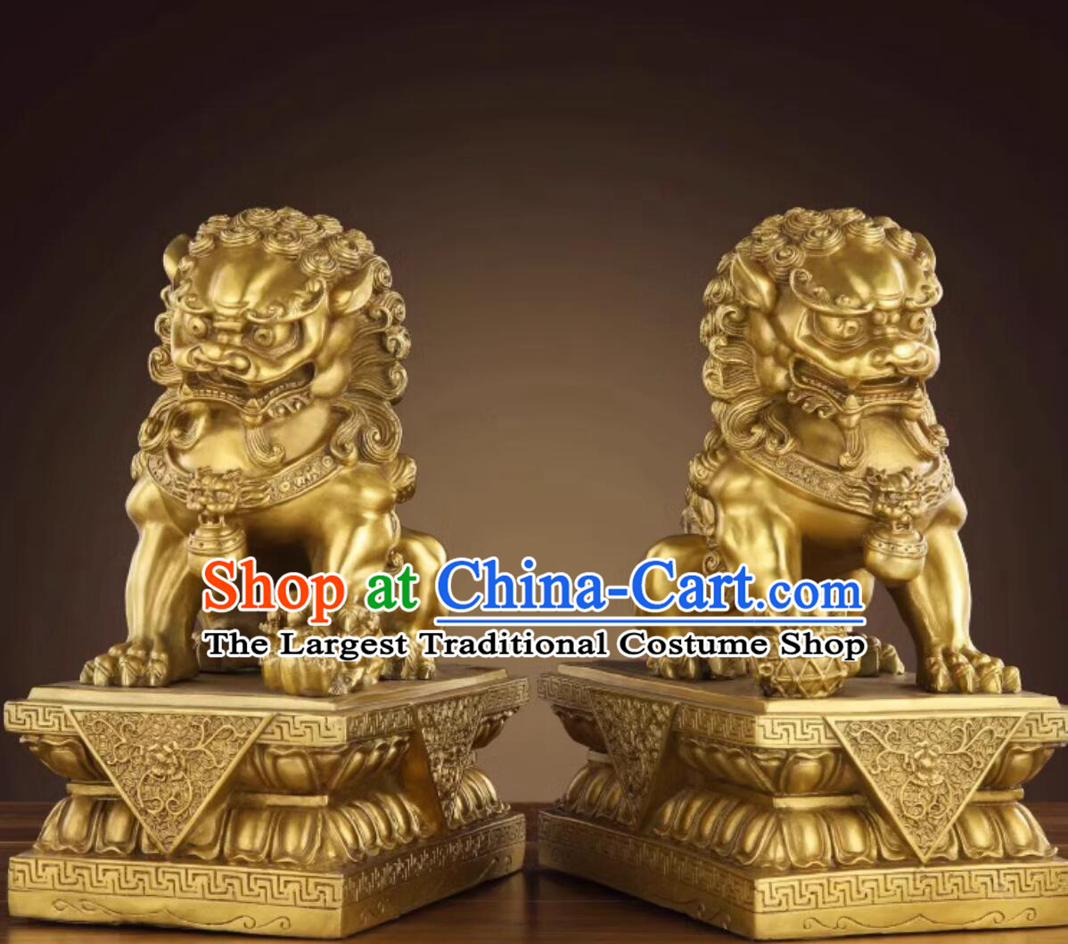 Chinese Artworks Top Brass Lion Decorations Doorway Decoration Beijing Lions Set