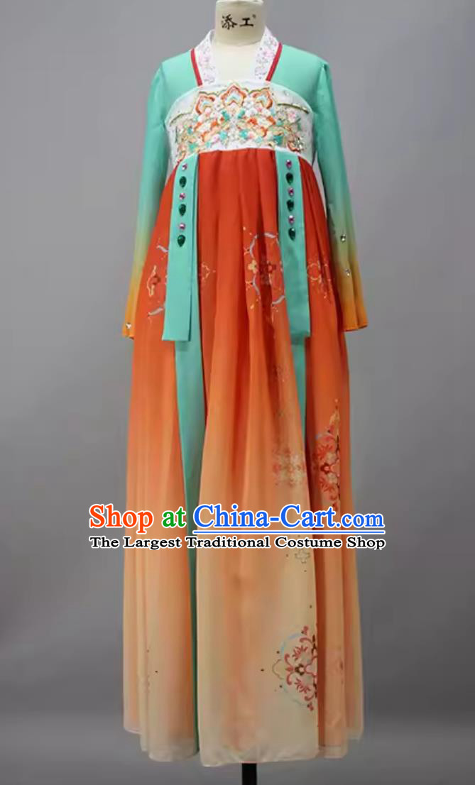 Woman Group Dance Costume Chinese Tang Dance Clothing Classical Dance Hanfu Dress