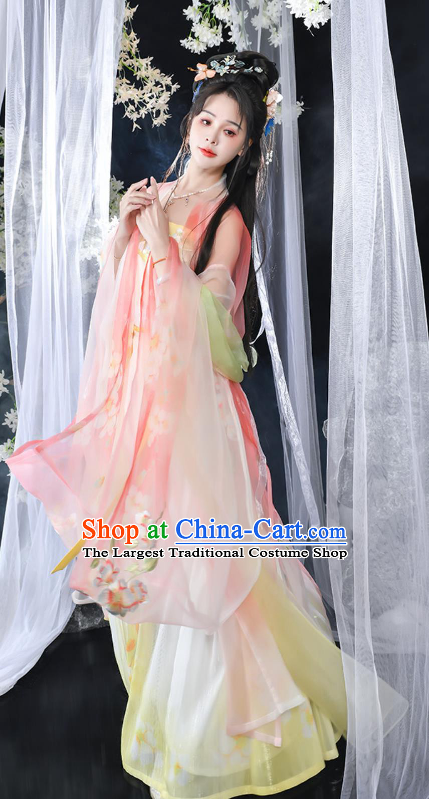 Chinese Traditional Female Clothing Tang Dynasty Royal Princess Hanfu Dress Ancient China Fairy Pink Costume