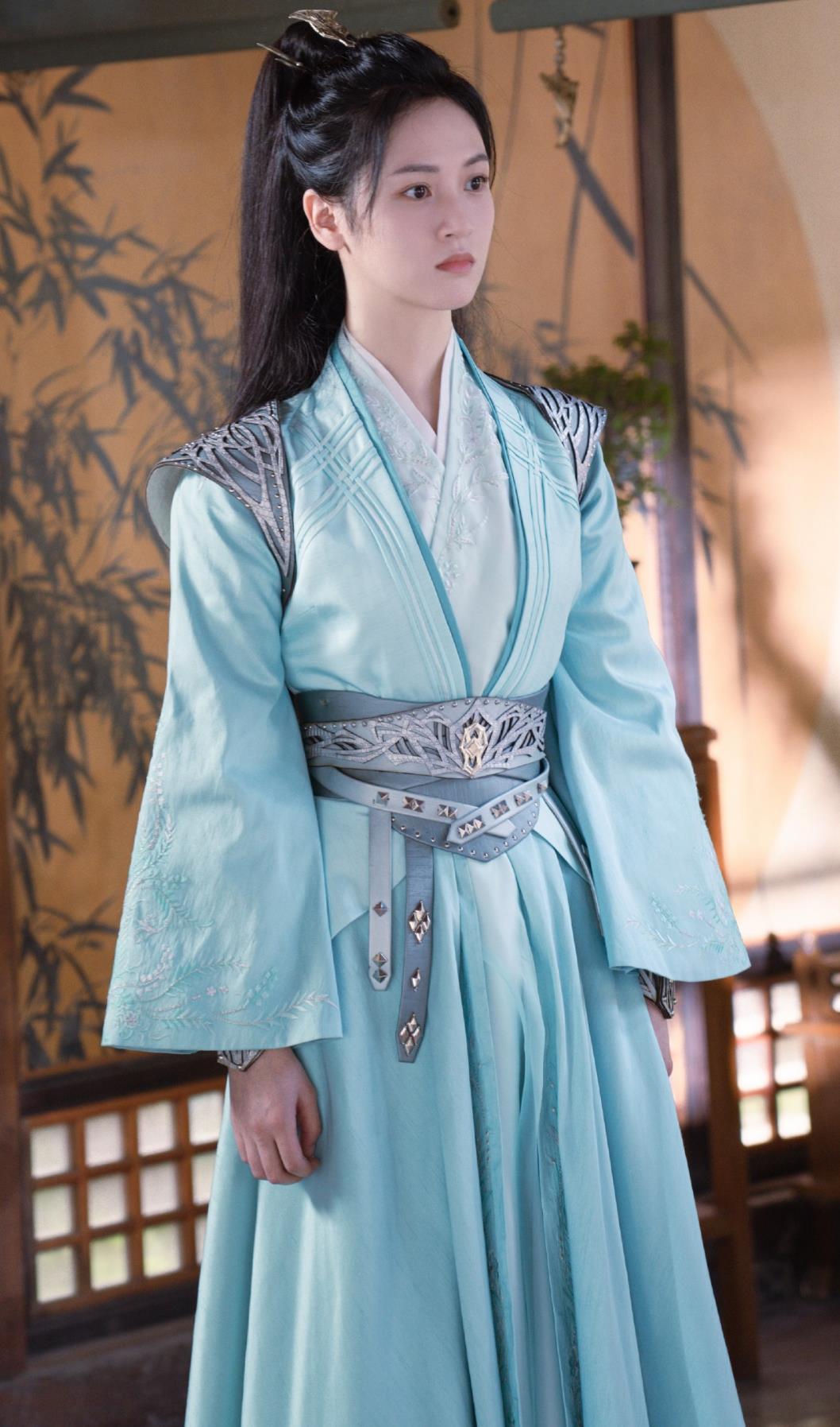 Chinese TV Drama Dashing Youth Female Warrior Li Han Yi Garment Costume Ancient China Swordswoman Blue Dress Clothing