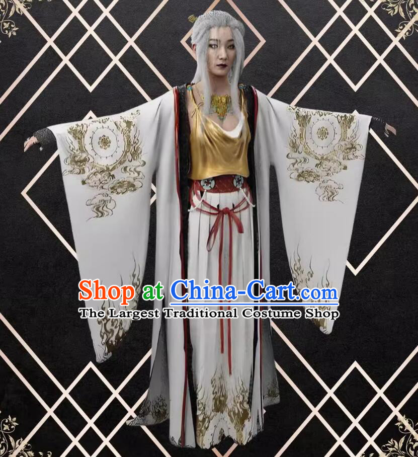Ancient Chinese Madam Clothing Black Myth Wukong Princess Iron Fan Dress Swordswoman Costume