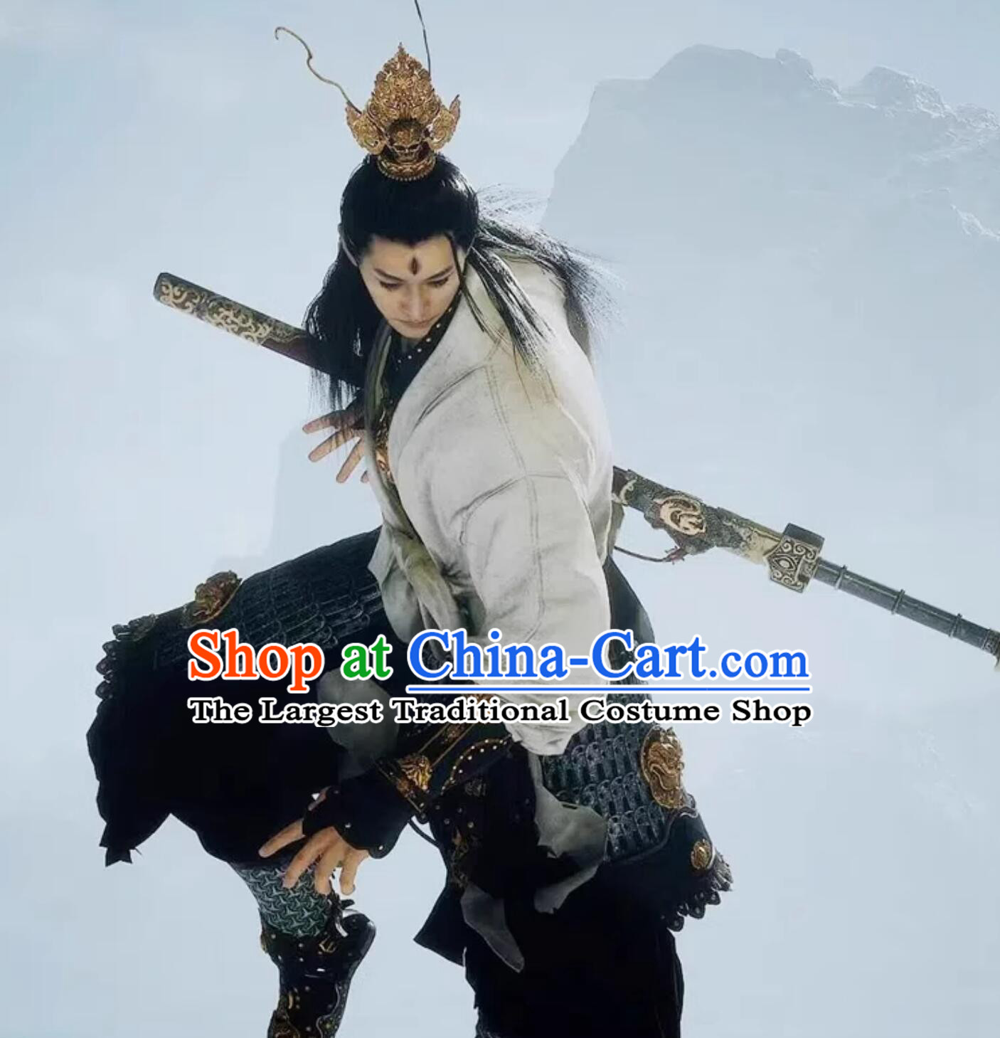 Ancient Chinese Warrior Clothing Black Myth Wukong Erlang God Outfit Halloween Cosplay Yang Jian Costume