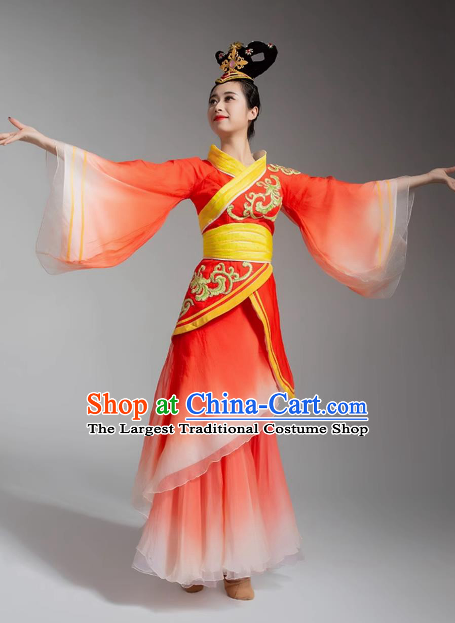 Women Hanfu Dance Clothing Chinese Classical Dance Red Dress Traditional Water Sleeve Dance Costume