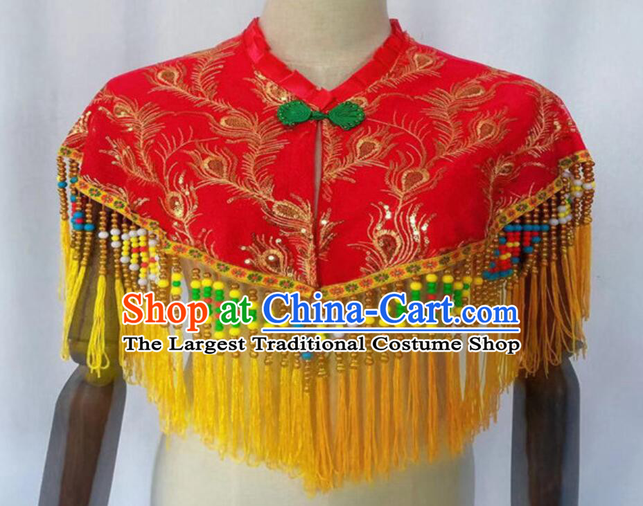 Chinese Peking Opera Clothing Handmade Hua Tan Cape Red Opera Shawl