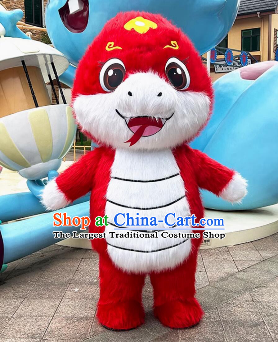 Chinese Zodiac Snake Mascot Costume New Year Costume Walking Figure Red Snake Clothing
