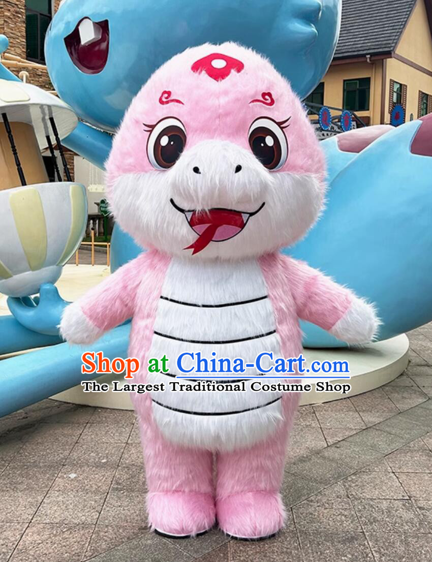 New Year Parade Costume Walking Figure Pink Snake Clothing Chinese Zodiac Snake Mascot Costume