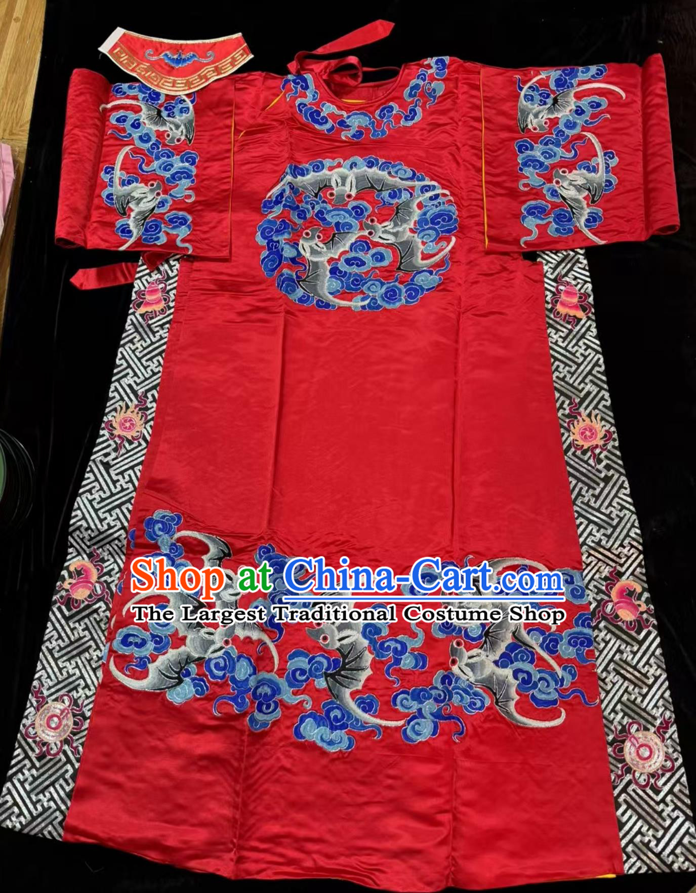 China Beijing Opera Zhong Kui Embroidered Bat Garment Top Custom Chinese Peking Opera Costume