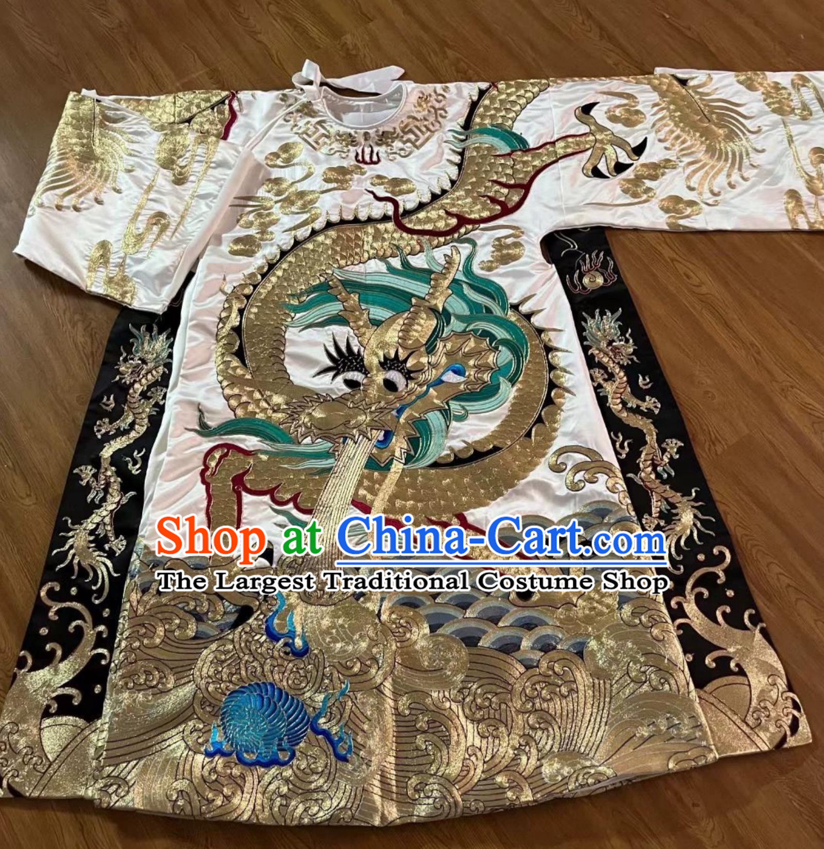 Top Custom Traditional Opera Clothing Chinese Peking Opera Laosheng Costume China Beijing Opera White Embroidered Robe