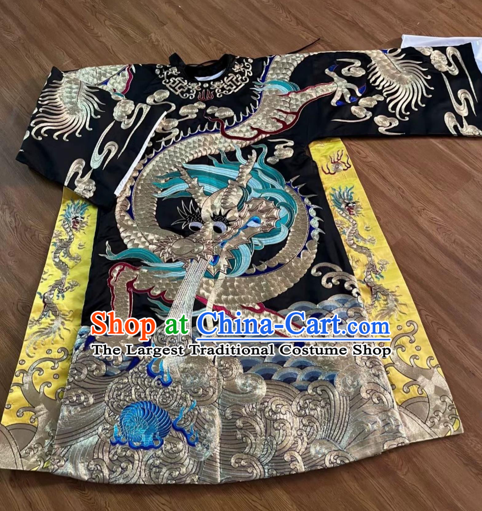 Top Custom Chinese Peking Opera Laosheng Costume China Beijing Opera Black Embroidered Robe