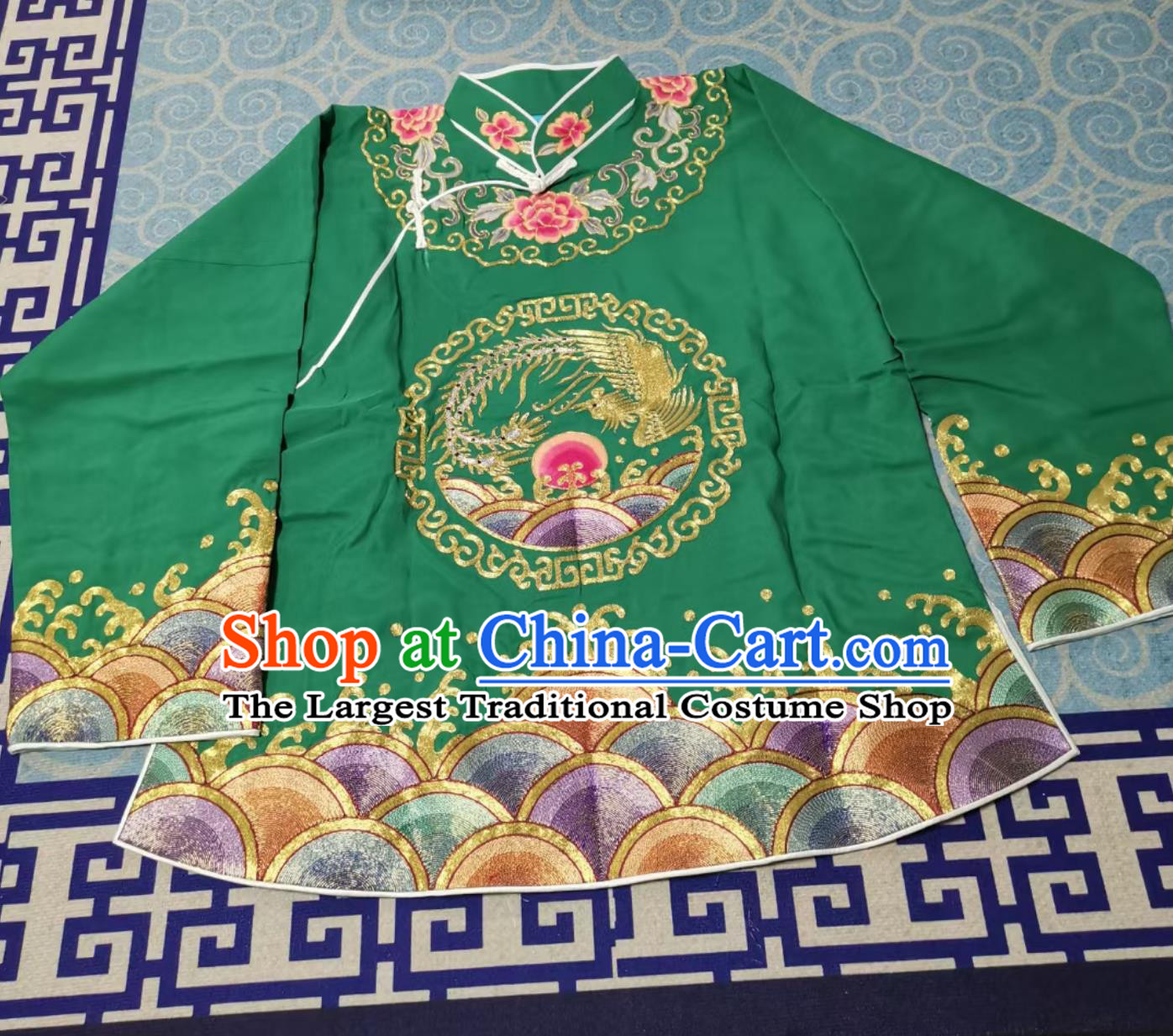 Traditional Opera Clothing Chinese Peking Opera Hua Tan Costume China Henan Opera Diva Green Embroidered Blouse Top Custom