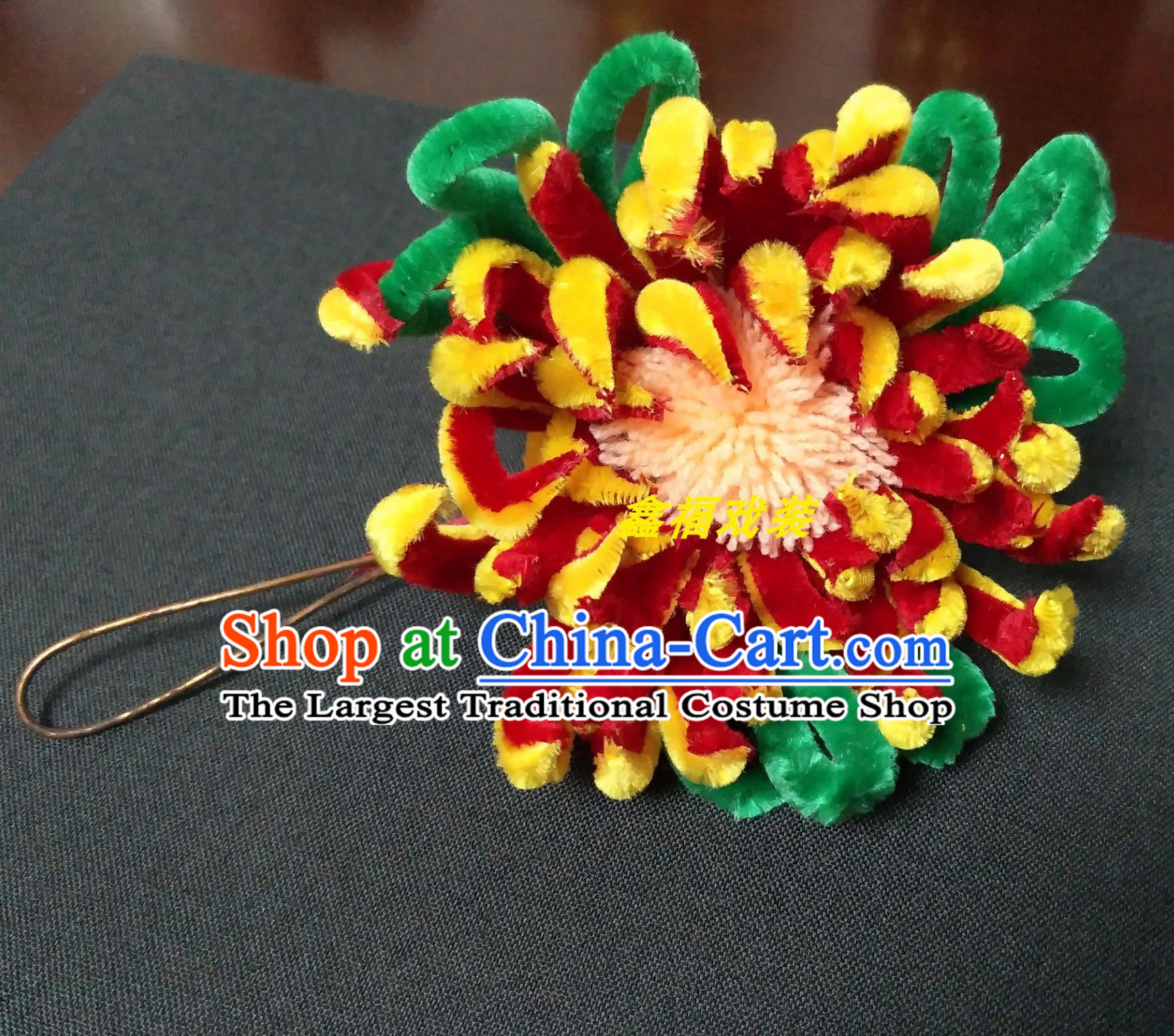 China Peking Opera Hero Headpiece Handmade Chinese Beijing Opera Hua Lian Velvet Flower