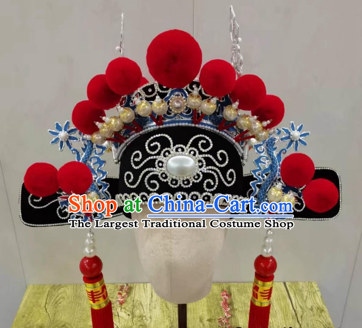 Chinese Beijing Opera Xiaosheng Headgear Handmade Traditional Opera Emperor Son In Law Hat and Helmet China Beijing Opera Scholar Headwear