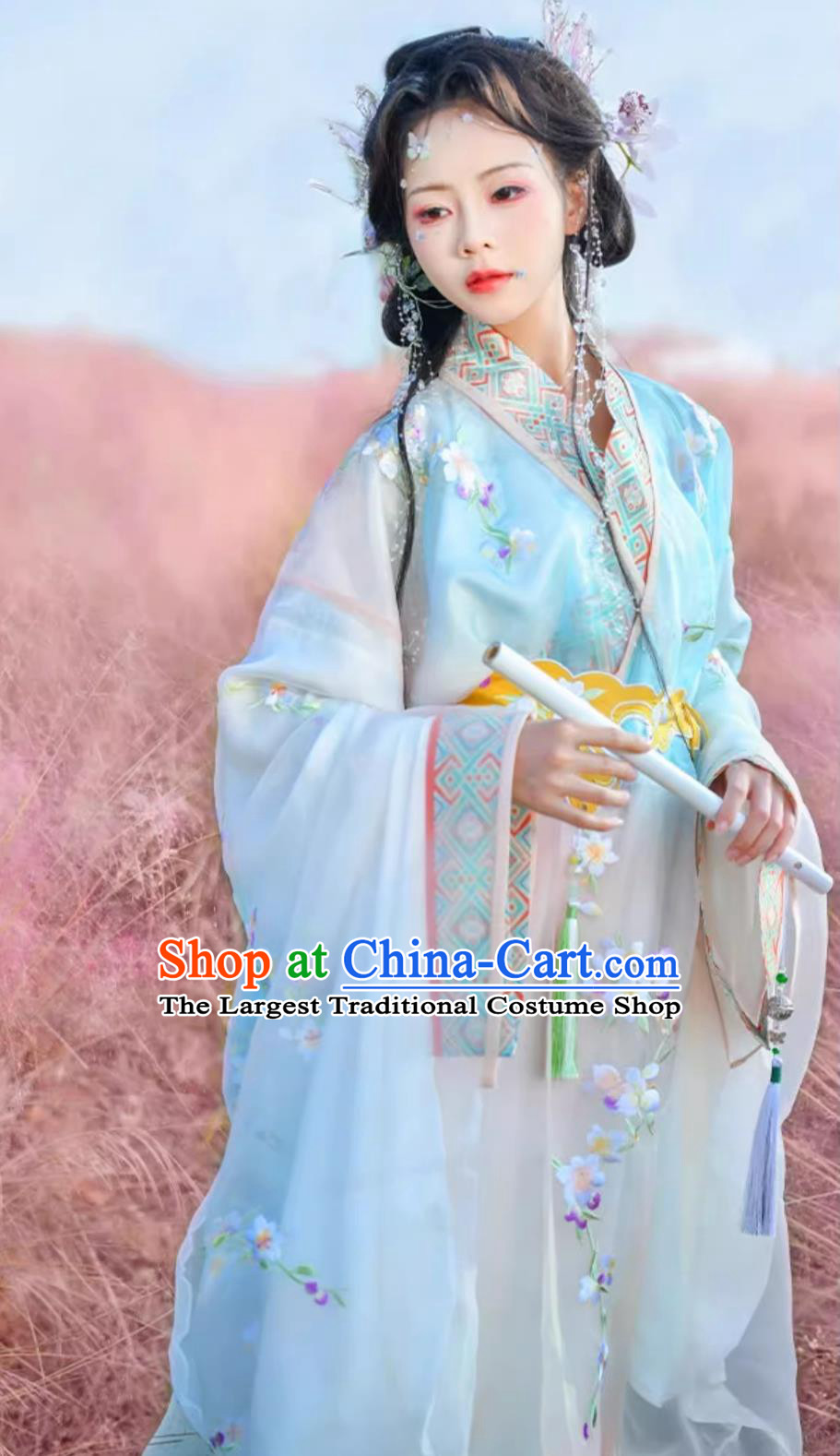 China Traditional Hanfu Dress Chinese Ancient Flower Goddess Clothing Palace Princess Costumes