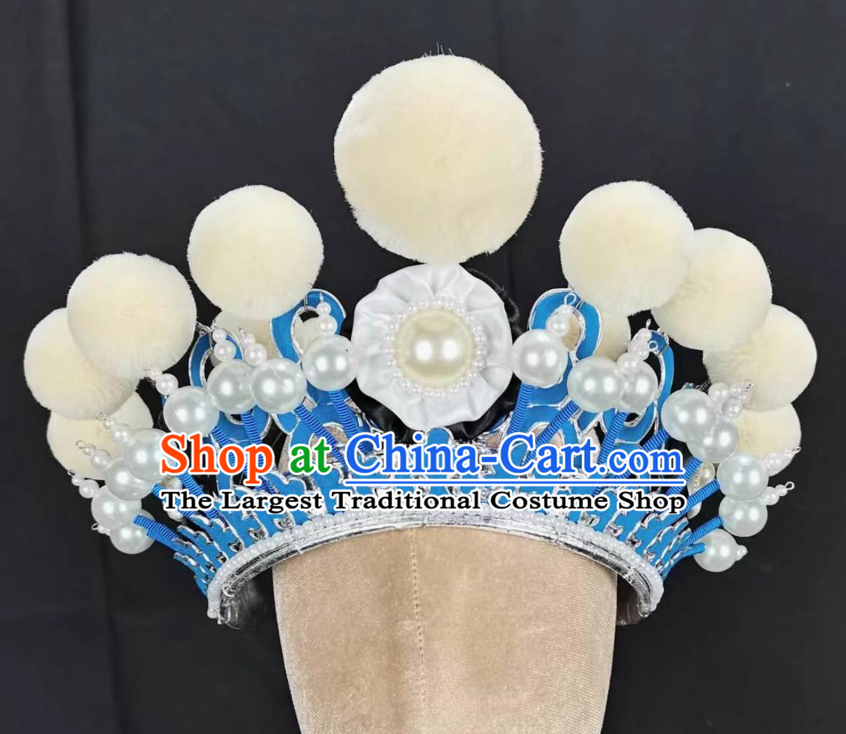China Beijing Opera Wusheng Hat Chinese Beijing Opera Mourning Headgear Handmade Traditional Opera Helmet