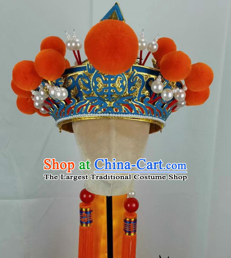 China Beijing Opera Seignior Hat Chinese Peking Opera Xue Pinggui Headgear Handmade Traditional Opera Helmet