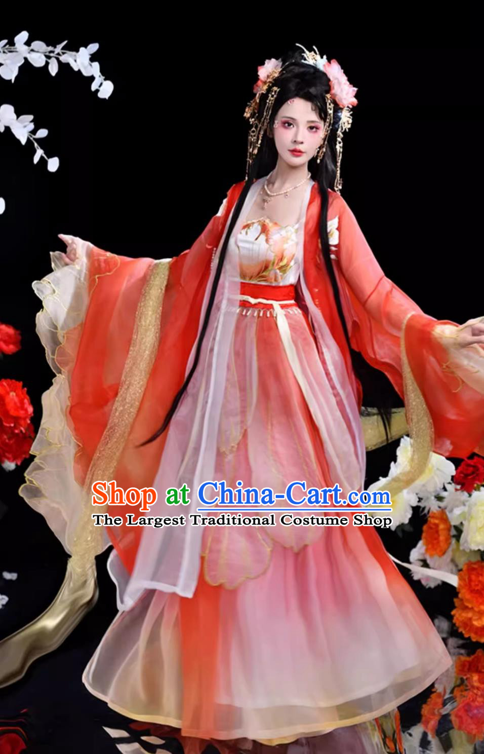 Traditional Chinese Red Hanfu Dresses China Ancient Royal Princess Clothing Song Dynasty Court Woman Costumes Complete Set