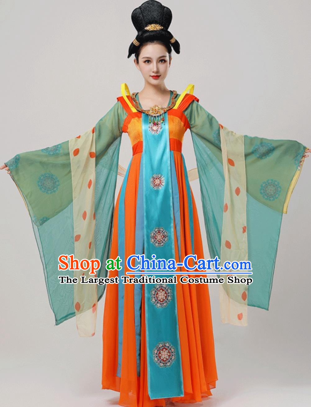 Chinese Tang Dynasty Woman Clothing China Lantern Festival Performance Hanfu Dress Classical Dance Costume