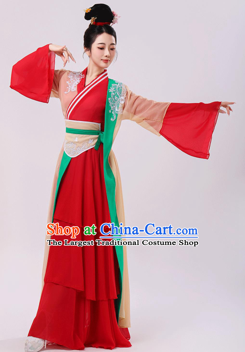 China Lantern Festival Performance Red Hanfu Dress Chinese Classical Dance Costume Song Dynasty Female Clothing