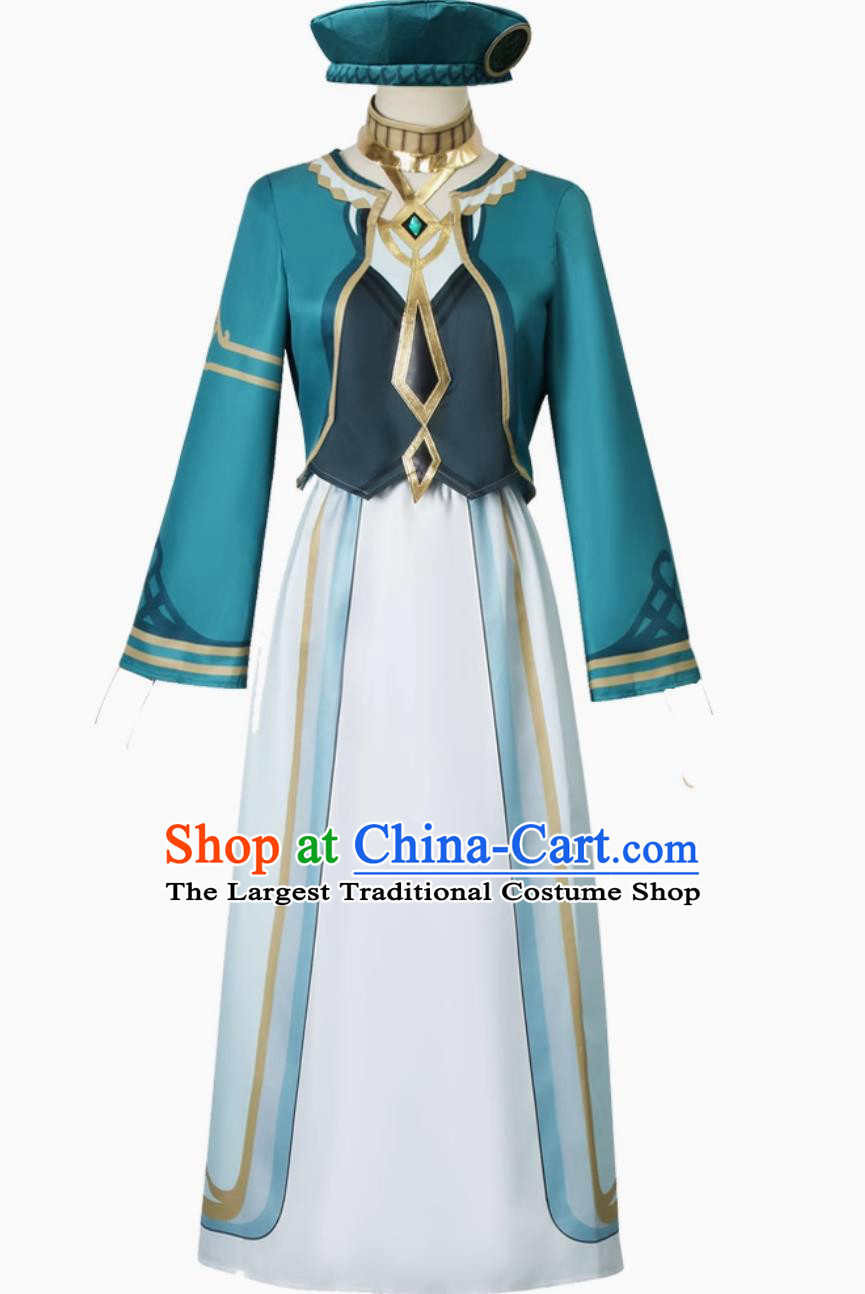 Genshin Impact Sumeru Akademiya Cosplay Uniform High Waisted Long Sleeved Maxi Dress Game Inspired Anime Costume
