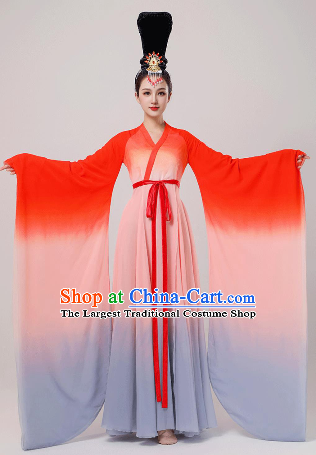 China Wide Sleeve Dance Costume Chinese Classical Dance Clothing Han Tang Dance Red Dress